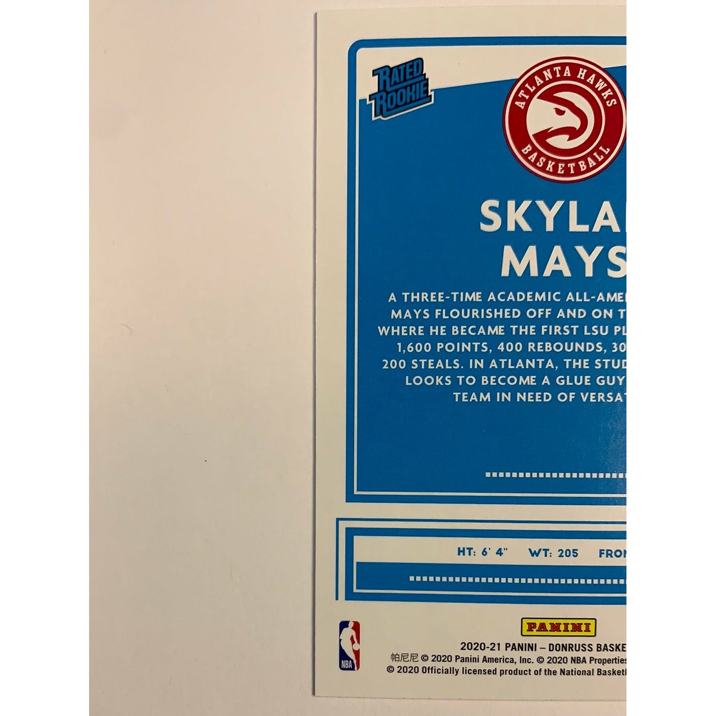 2020-21 Donruss Skylar Mays Rated Rookie