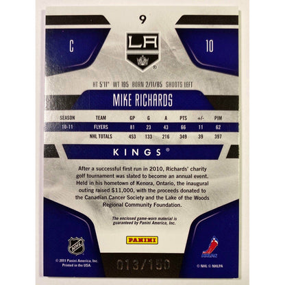 2011-12 Panini Certified Mike Richards Mirror Red Dual Patch /150