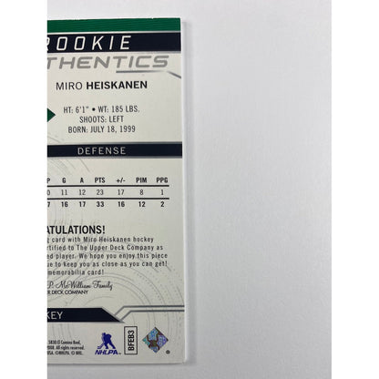 2018-19 SP Miro Heiskanen Rookie Authentics Patch