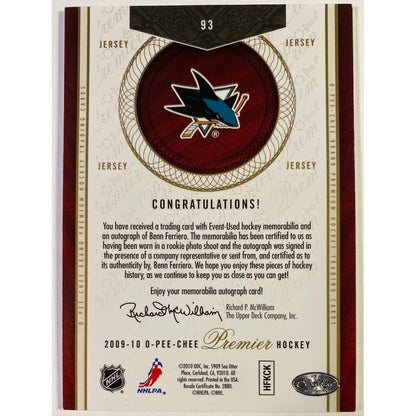 2009-10 O-Pee-Chee Premier Benn Ferriero RPA /299 | Local Legends Cards & Collectibles