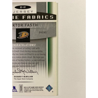 2013-14 SP Game Used Viktor Fasth Rookie Fabrics