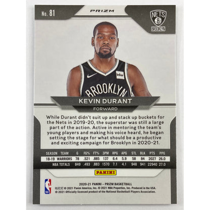 2020-21 Panini Prizm Kevin Durant Silver Holo Prizm