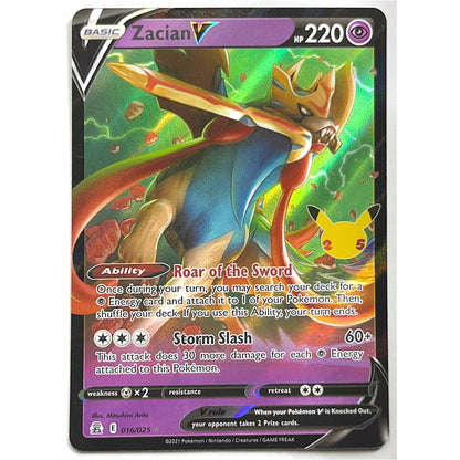 Celebrations Zacian V Ultra Rare Holo 016/025