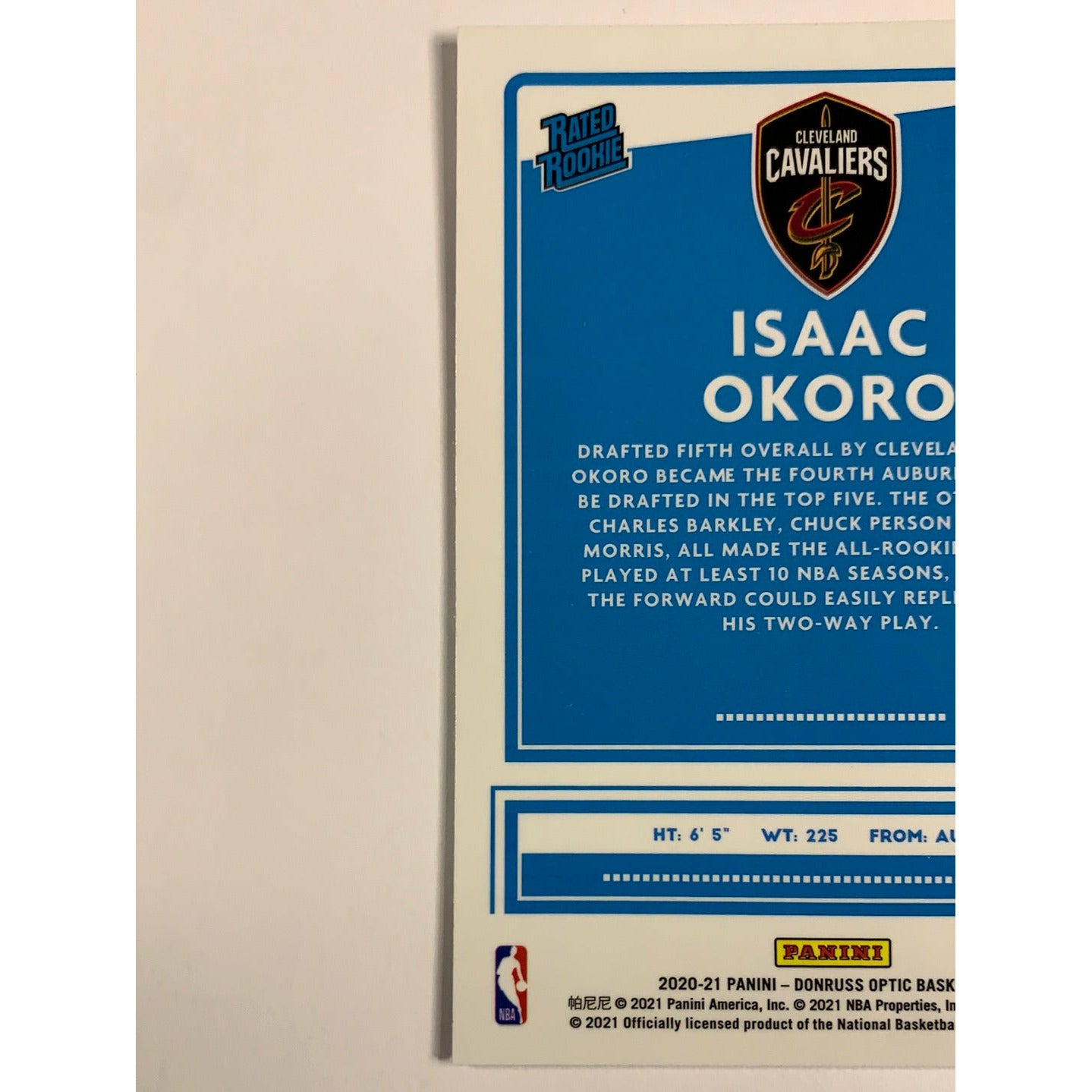 2020-21 Donruss Optic Isaac Okoro Rated Rookie