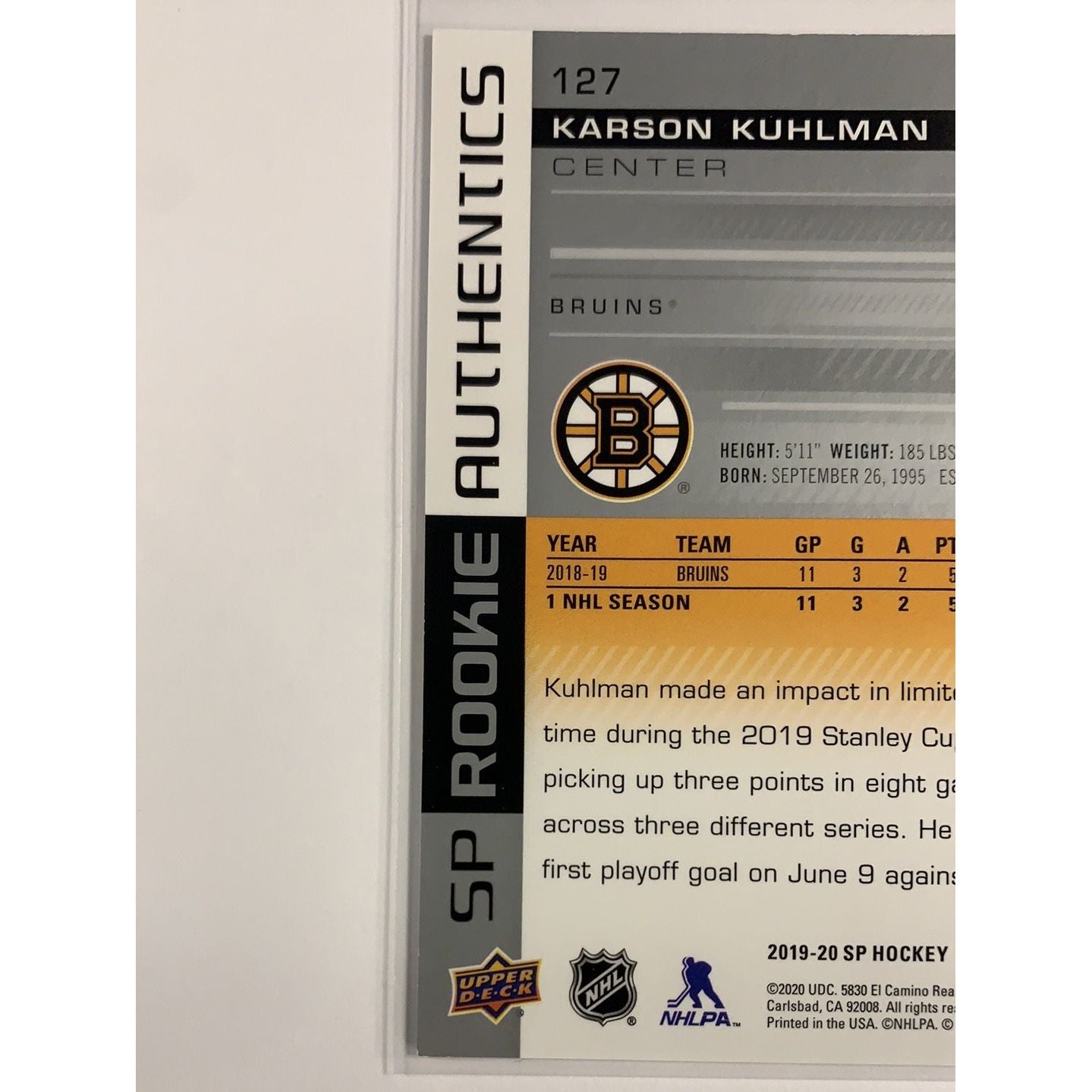  2019-20 SP Karson Kuhlman Rookie Authentics  Local Legends Cards & Collectibles