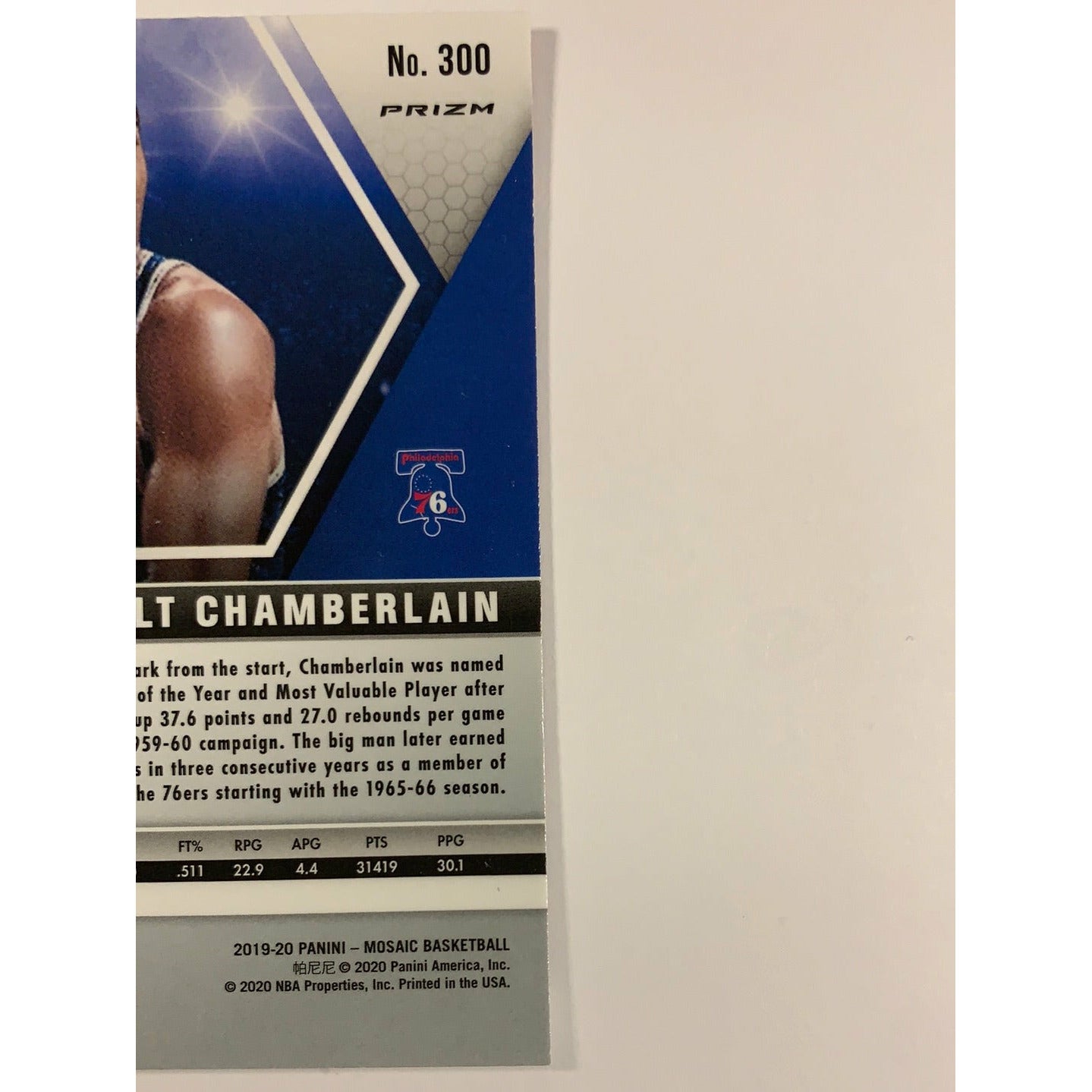 2019-20 Mosaic Wilt Chamberlain Blue Reactive Prizm