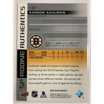  2019-20 SP Karson Kuhlman Rookie Authentics  Local Legends Cards & Collectibles